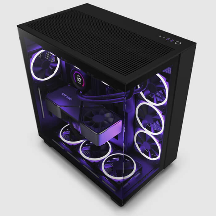 Vỏ Case NZXT H9 Flow All Black (Mid Tower / Màu Đen) CM-H91FB-01