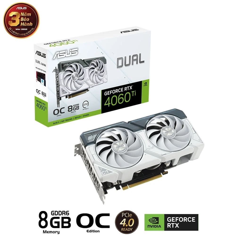VGA Asus DUAL RTX 4060 Ti OC 8GB WHITE
