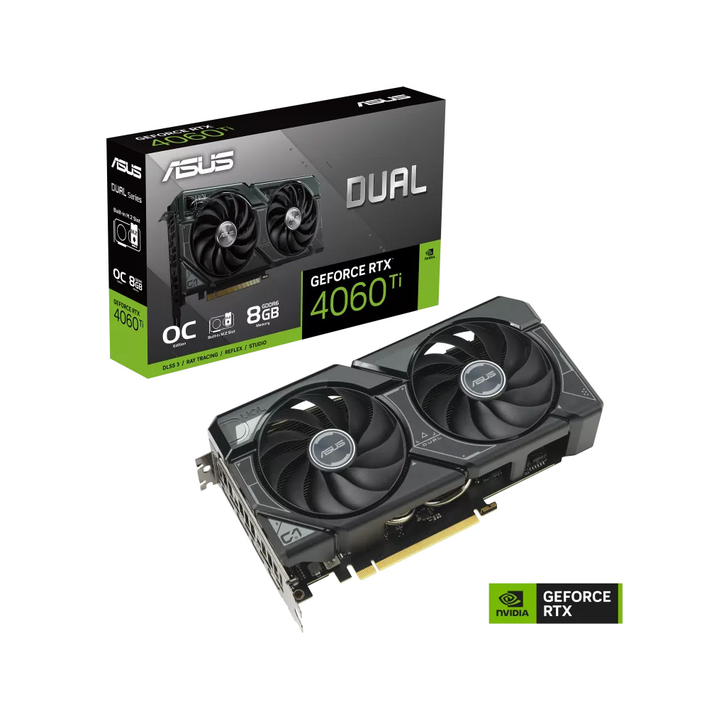 VGA Asus DUAL RTX 4060 Ti OC 8GB M.2 PCIE NVME SSD (DUAL-RTX4060TI-O8G-SSD)