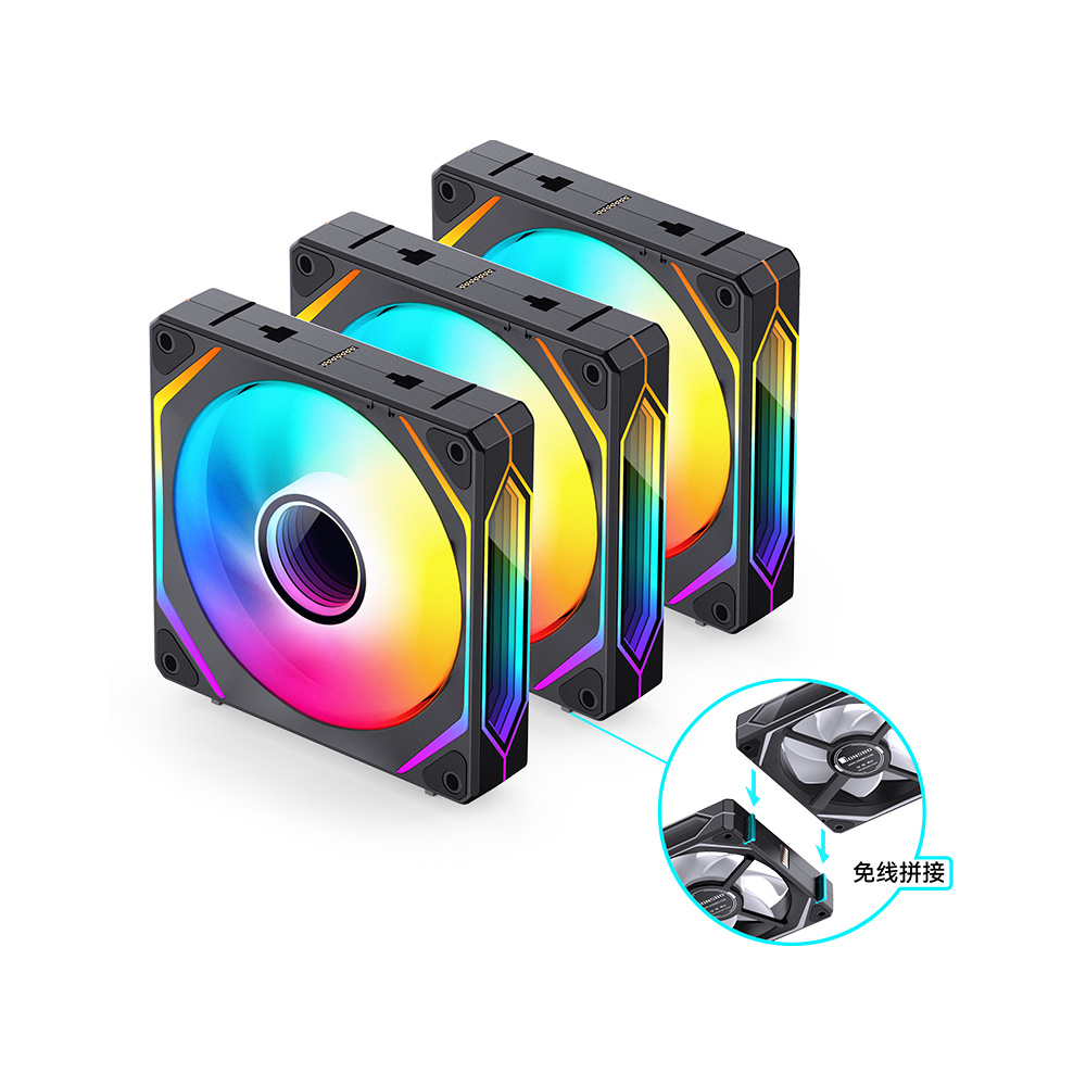 Bộ 3 Quạt JONSBO ZL-120B (3 IN 1) BLACK infinity ( Ghép Nối Không Dây)